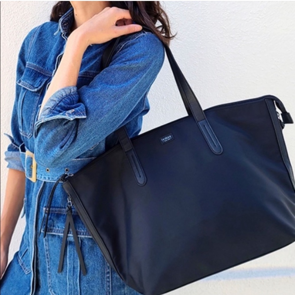 Botkier New York Black Nylon Tote Bag NWT – Silver Hardware, Faux Leather Trim